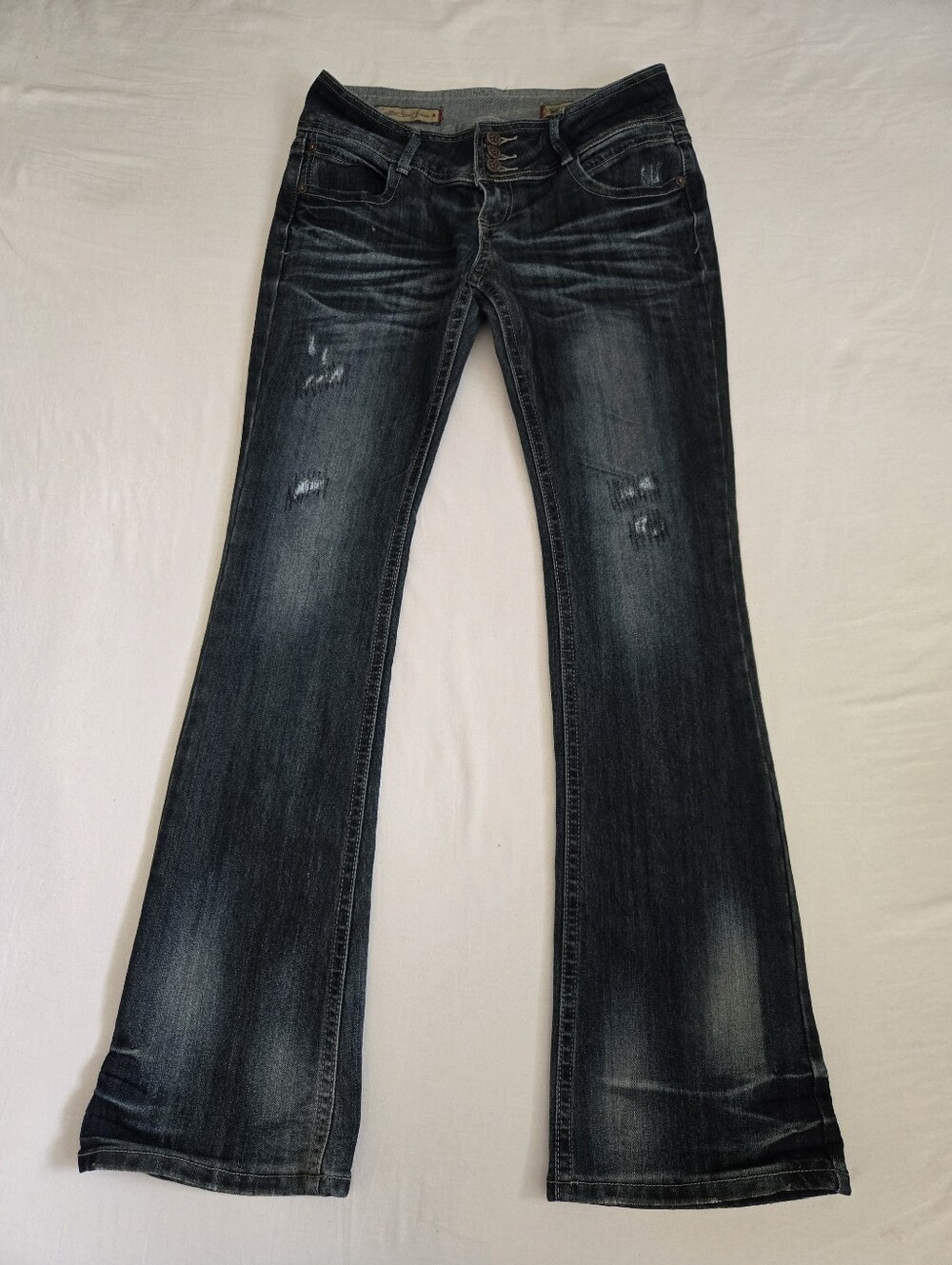 Vanilla Star Vintage Low Rise Bootcut Jeans Blue Distressed Y2K 2000s Size 9